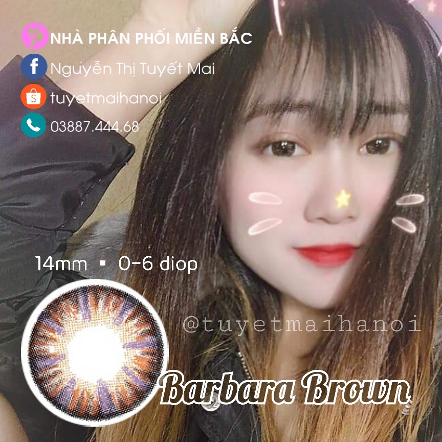 Lens Màu Nâu Tây 3 Tone Barbara Brown 14mm - Kính Áp Tròng Hàn Quốc Vassen Sexy Me