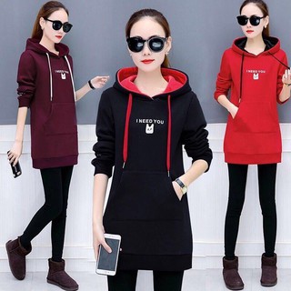 Áo Hoodie Dáng Dài Rộng Thời Trang Thu Đông 2020 Cho Nữ