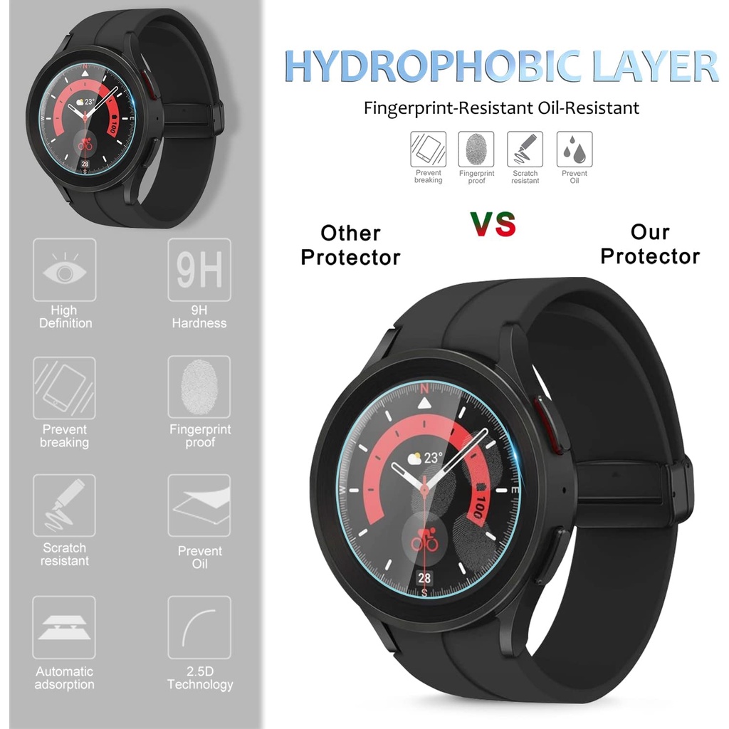 Set 3 Kính Cường Lực Bảo Vệ Màn Hình Đồng Hồ Samsung Galaxy Watch 5 44mm 40mm 5 Pro