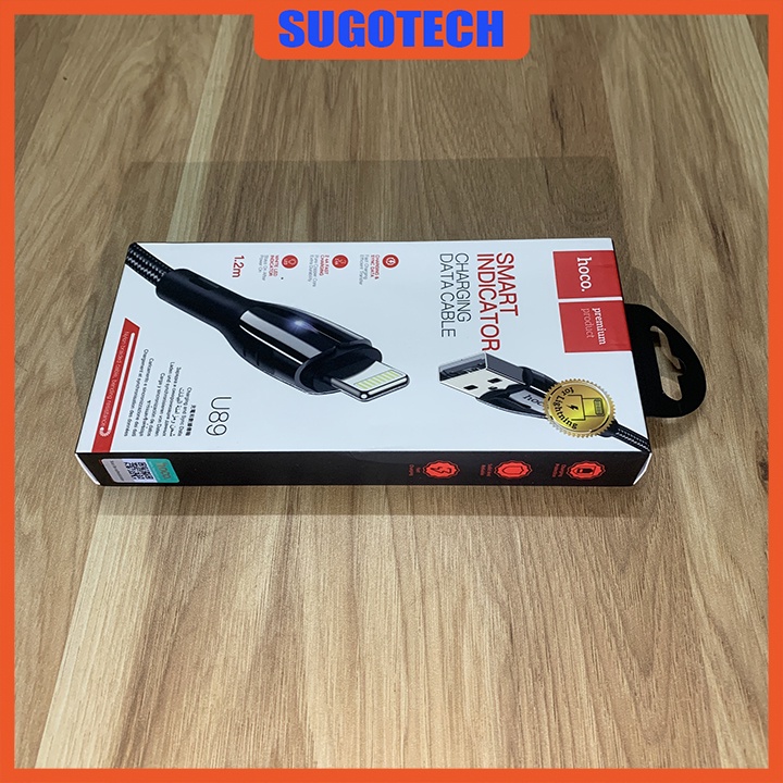 Cáp sạc nhanh có đèn báo 2.4A Hoco U89 cổng lightning cho iphone