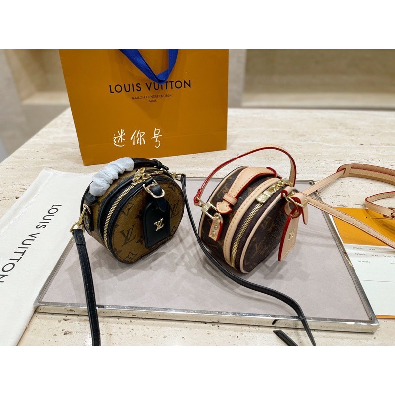 Túi đeo chéo nữ dáng tròn size mini siêu xinh thương hiệu Louis Vuitton LV da thật cao cấp