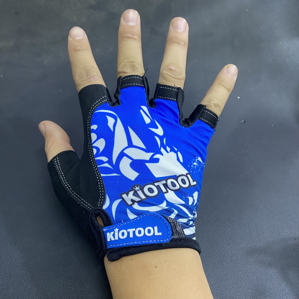 Găng tay xe đạp Kiotool tập gym tập thể dục thoáng khí nhám trống trơn