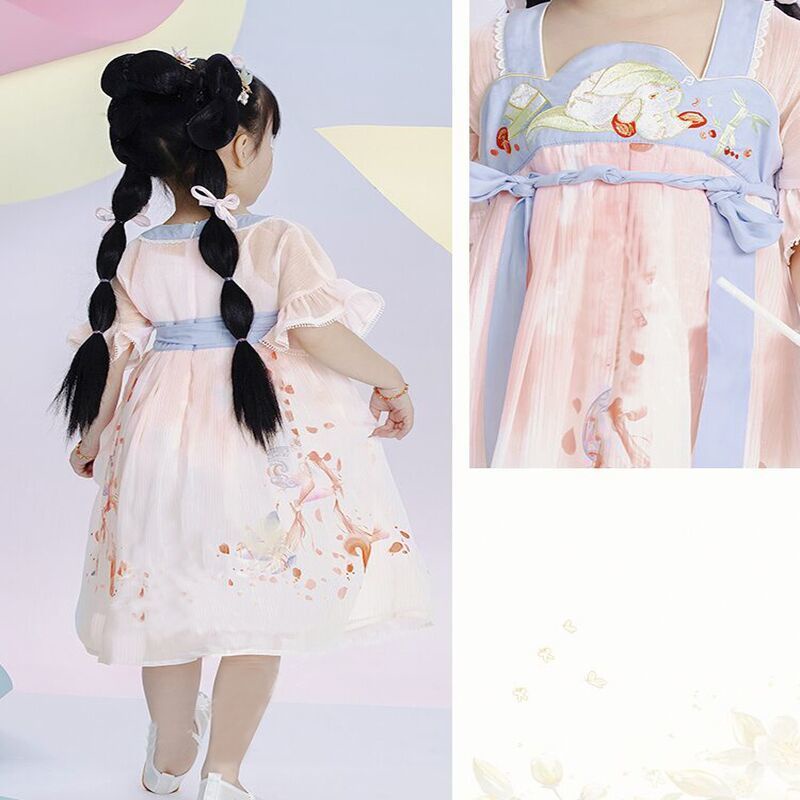 Đầm Công Chúa Hán Phục Bằng Vải Voan Phong Cách Trung Hoa Cổ Điển Mẫu Mới 2022 Dành Cho Bé Gái 90-130 Tuổi