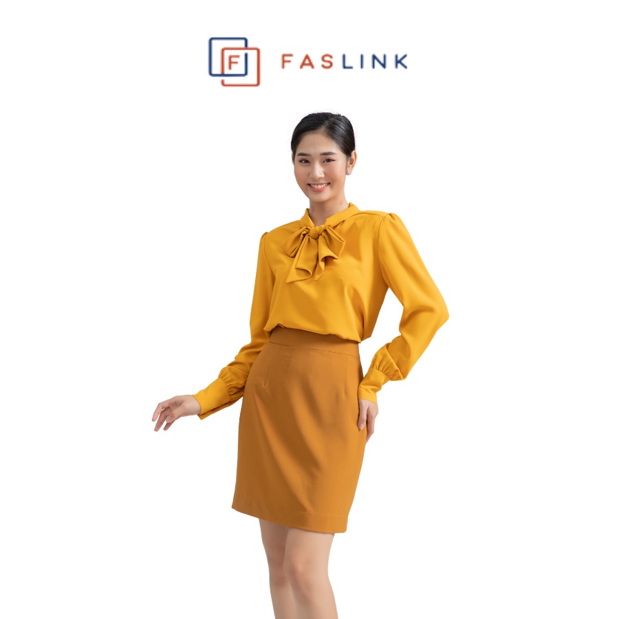 Áo Sơ Mi Nữ Luxury nơ rời vải sợi lụa hồng ngọc - Faslink