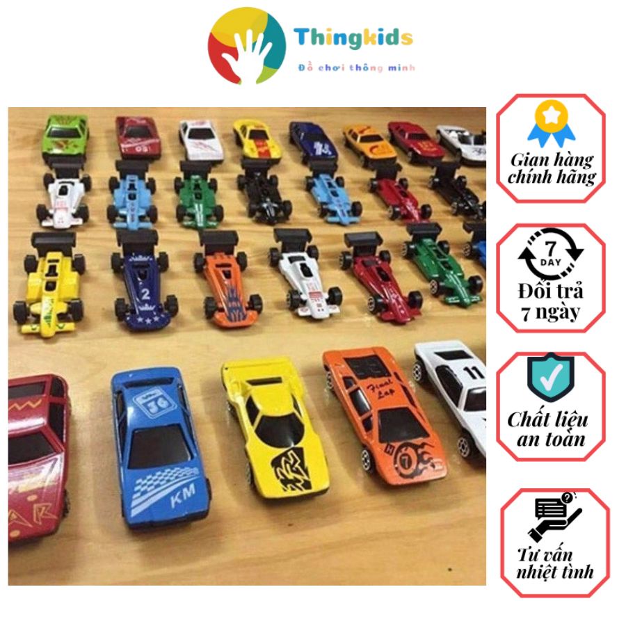 Set đồ chơi 50 oto sắt, mô hình ôt ô lắp kim loại, xe đua đồ chơi cho bé - Thingkids