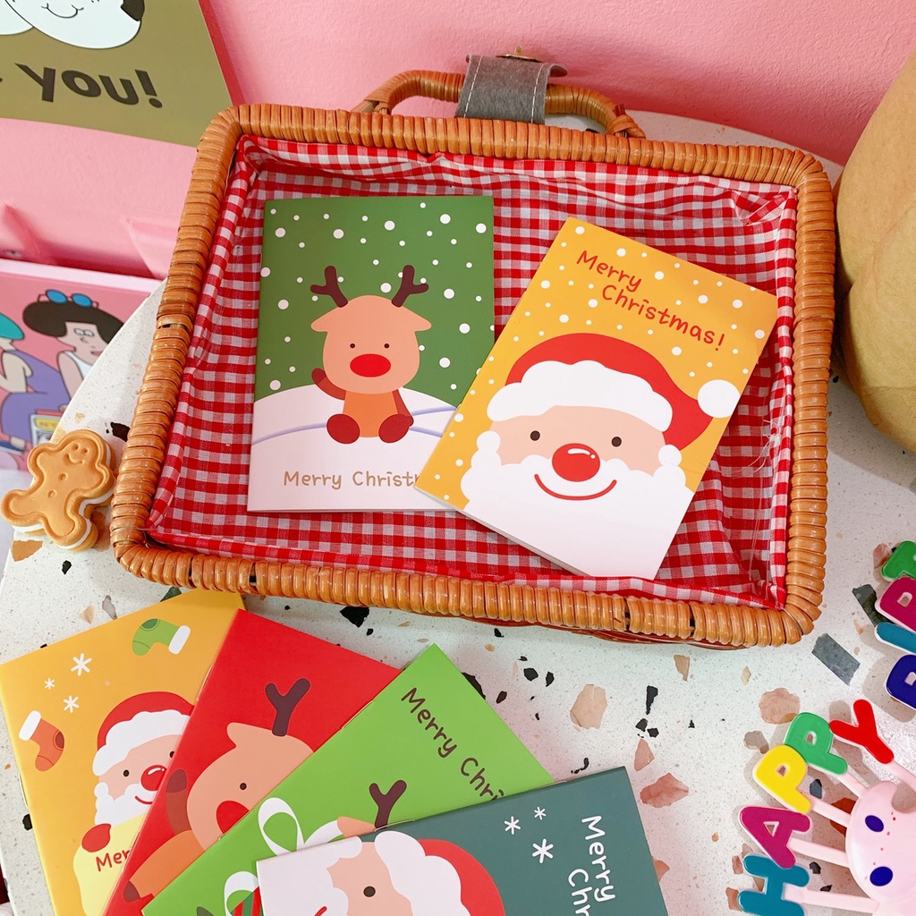 Sổ tay mini cute bỏ túi họa tiết giáng sinh, sổ ghi chép có dòng kẻ chủ đề noel