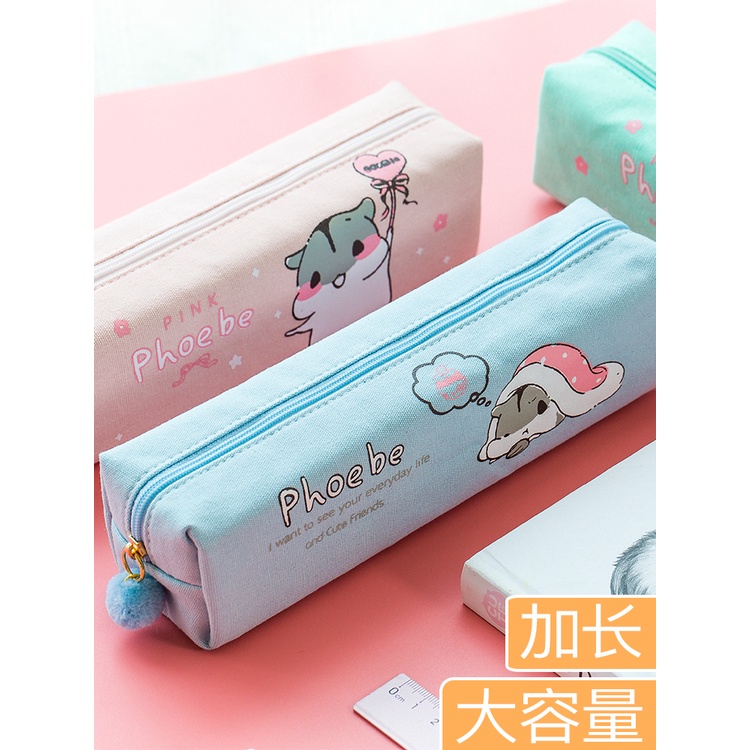 Women's Korean-Style Pencil CaseinsKorean Style Large Capacity Elementary School Boy Cute Multifunctional Stationery Box Creative Personalized Funny Cartoon Pencil Bag Japanese Girl Heart Junior High School Student Stationery Bag