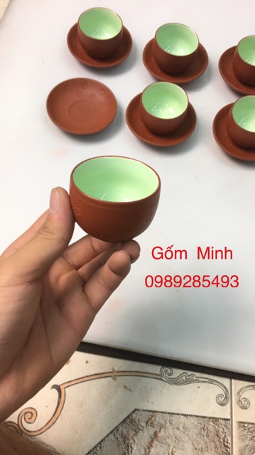 Ấm chén ngàn hoa men đỏ gốm Bát Tràng cao cấp