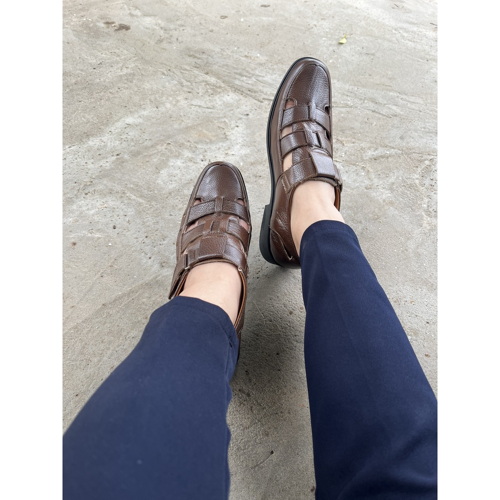 Giày lười thoáng khí mùa hè, giày nam da bò cao cấp