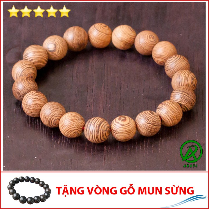 V211-10 Vòng phong thủy gỗ sến cát 10 ly V211-10(GM)- Kèm Vòng Phong Thủy Gỗ Mun
