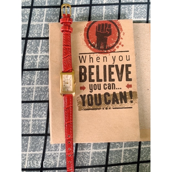 Đồng hồ si nữ Nhật hiệu Kookai, dáng tank dây da