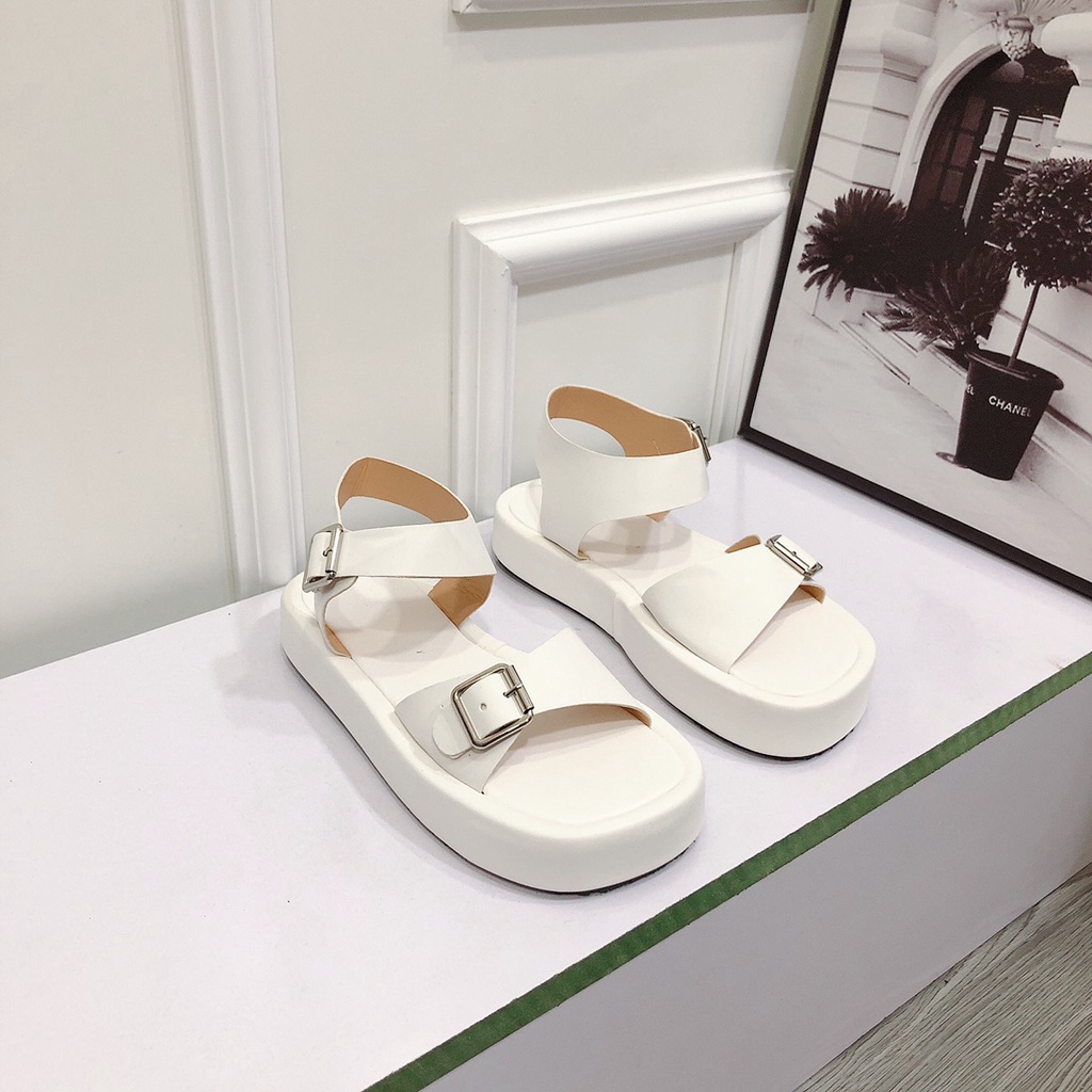Sandal Nữ Đế Bọc 2p Chất Da Chuẩn Xịn Mút Bọc Da Nhẹ Khóa Bạc Cực Xinh - Chi Chanh Store