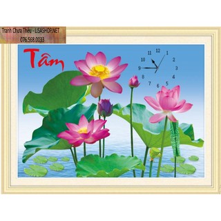 Tranh thêu chữ thập TÂM HOA SEN 53555 (78x58cm) chưa thêu 53555
