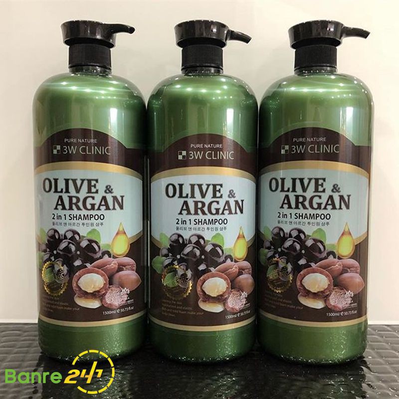 🍅 Dầu Gội Olive & Argan 2 Trong 1 🍅 3W CLINIC Olive & Argan 2IN1 Shampoo tabiho tabiho 🍅