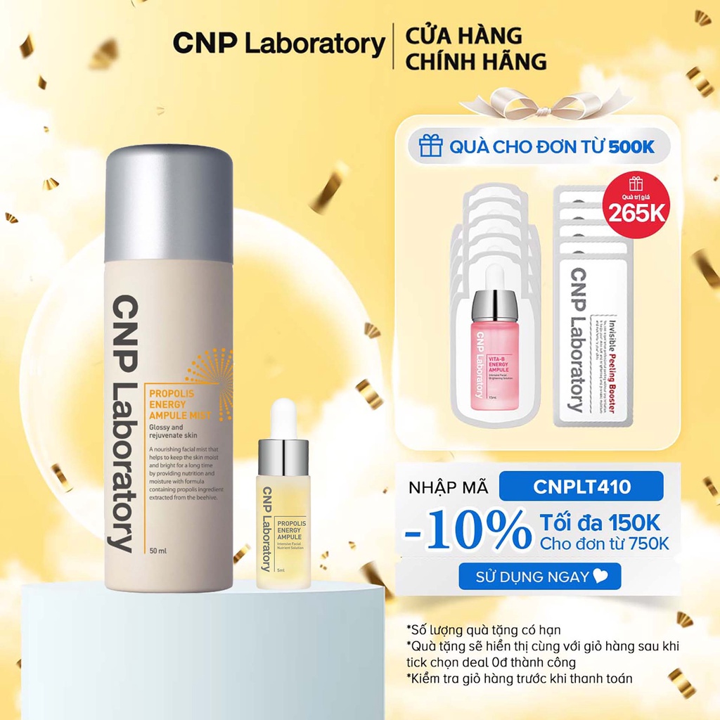 Combo Xịt khoáng tinh chất keo ong CNP Laboratory Propolis Ampule Mist và Tinh chất keo ong Propolis Ampule 5ml