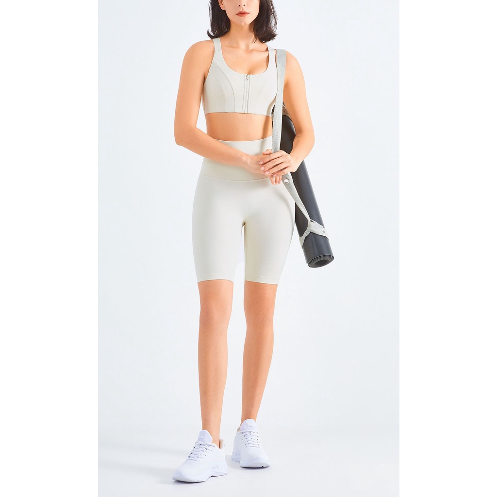 Set áo lót nâng ngực &amp; quần short HOPPE FUMENG cạp cao có dây kéo cho nữ