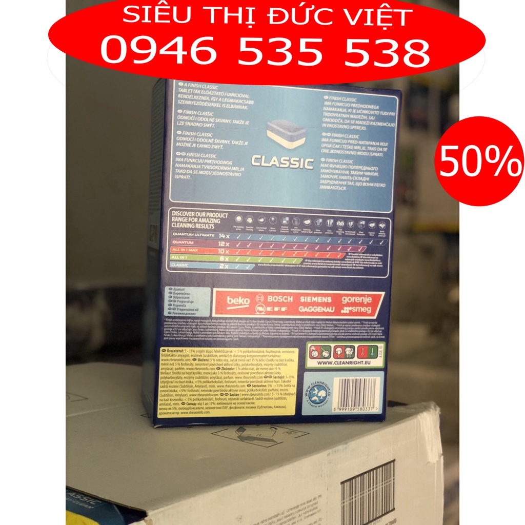 Viên rửa bát Finish Classic 110 viên hàng date mới, viên finish classic chỉ 1 chức năng làm sạch cần dùng thêm muối