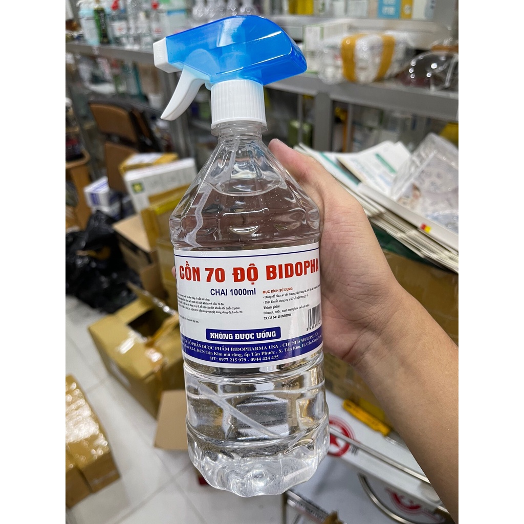 CỒN 70 ĐỘ CHAI 1 LÍT CÓ VÒI XỊT DIỆT KHUẨN