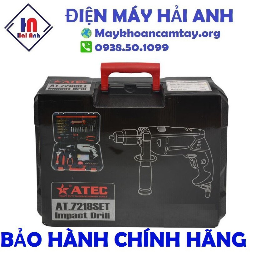 Bộ 100 món máy khoan điện mini cầm tay đa năng Atec AT7218 600W - Khoan tường, gỗ, nhôm, sắt gia đình