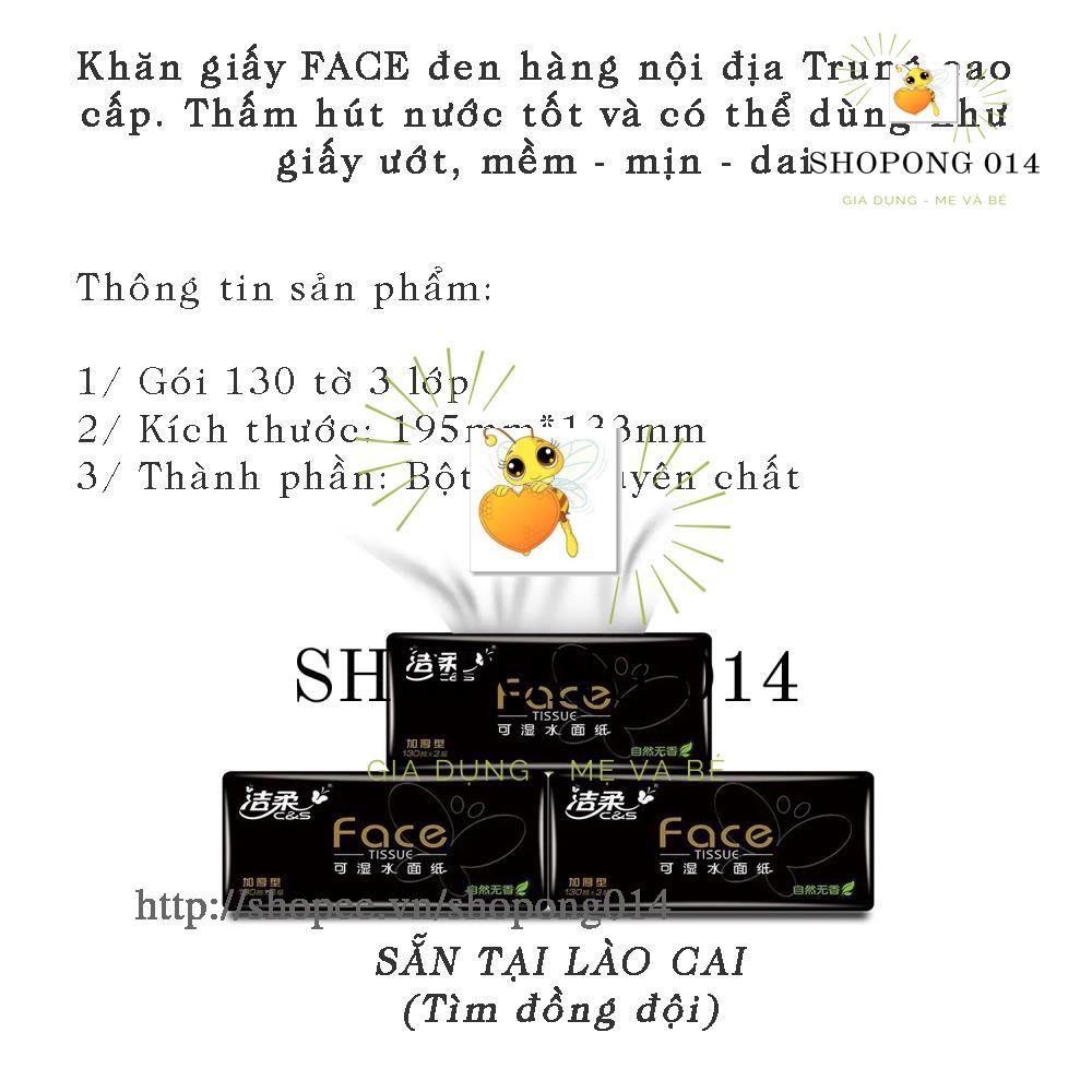 Giấy ăn FACE đen - thùng 18 gói/130 tờ 3 lớp hàng nội địa Trung cao cấp