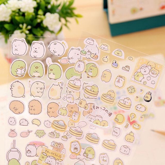 Set sticker dán trang trí sổ tay họa tiết hoạt hình dễ thương