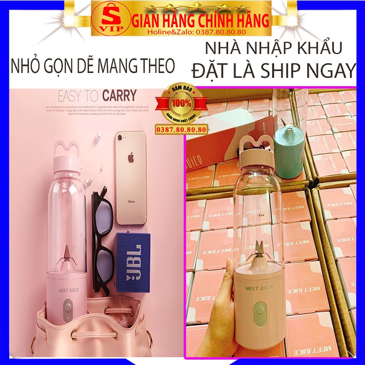 [ LOẠI MỚI CAO CẤP ] Máy xay sinh tố cầm tay đa năng/ Máy xay sinh tố mini sạc điện chỉ với 9 giây Meet Juice 500ml