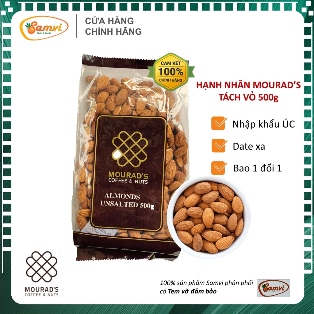 HẠNH NHÂN SẤY MOURAD'S NHẬP KHẨU ÚC 500gr - Hạt dinh dưỡng cho người ăn kiêng, ăn chế độ eatclean, cho bà bầu, trẻ