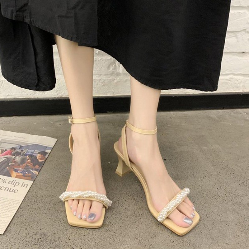 Giày cao gót nữ 7 phân / Sandal nữ quai đính hạt cao cấp tôn dáng sang chảnh mẫu mới 2021 B17