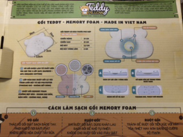 Gối TEDDY cao su memory foam UALA&ROGO