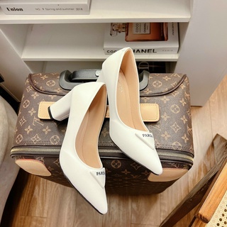 Giày cao gót nữ 7cm da mềm mang êm chân * cao gót gót vuông bít mũi cao 7p - size 35 - size 39