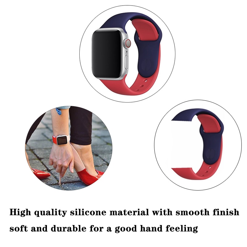 Dây Đeo Thay Thế Bằng Silicone Mềm Hai Màu Cho Đồng Hồ Thể Thao 7/6/5/4/3/SE 41 40 45 44 Mm