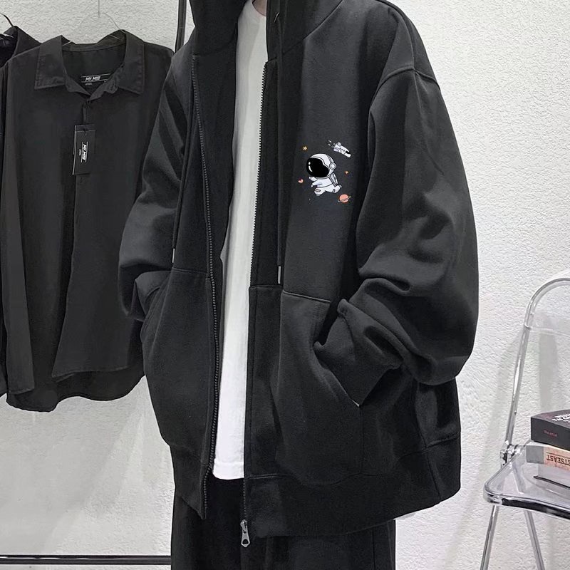 Áo khoác in họa tiết phi hành gia NASA phối mũ trùm size M-5XL thời trang mùa đông cho nam