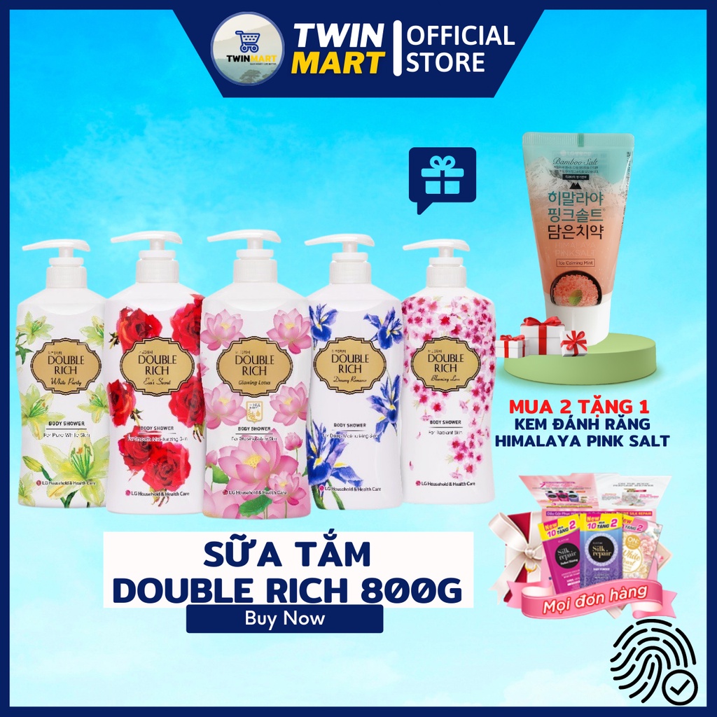 [800ml] DATE XA 2024 TPHCM Sữa Tắm Hương Hoa Double Rich Body Shower - thương hiệu Hàn Quốc - Hoa Hồng - Anh Đào - Iris