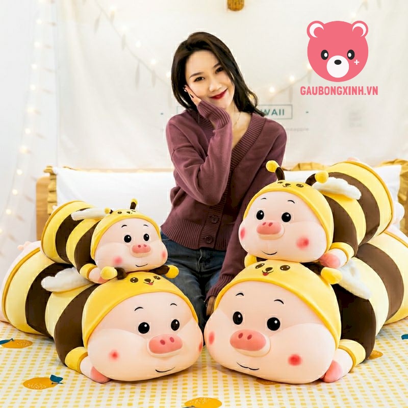 Gấu Bông Lợn Ong đáng yêu đủ size 75cm-1m2, Thú nhồi bông Heo Ong vàng cute, Quà tặng gấu bông gaubongxinh.vn