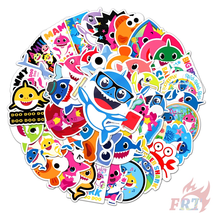 Bộ 50 miếng nhãn dán trang trí hình cá mập dễ thương cho trẻ nhỏ
