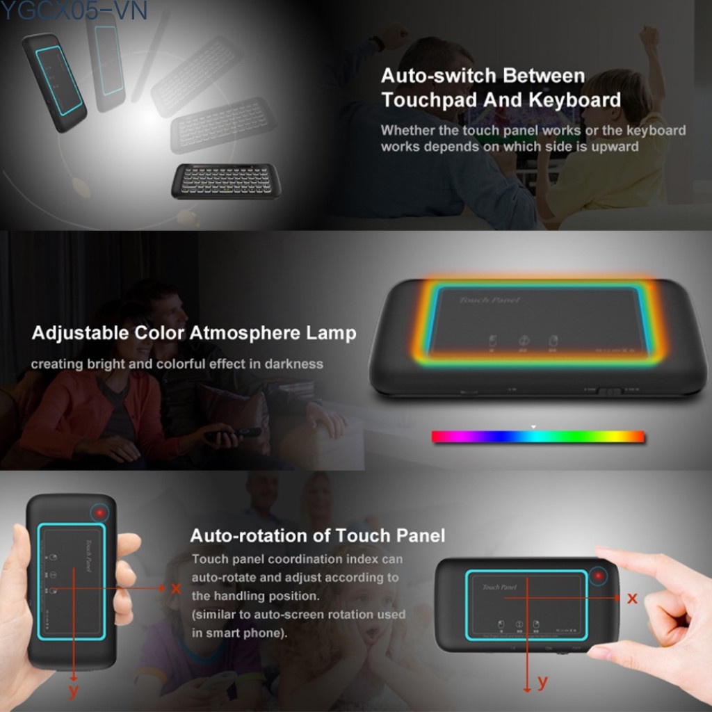 Bàn Phím Tích Hợp Cảm Ứng Thông Minh Thay Đổi Màu Sắc H20 2.4g | BigBuy360 - bigbuy360.vn