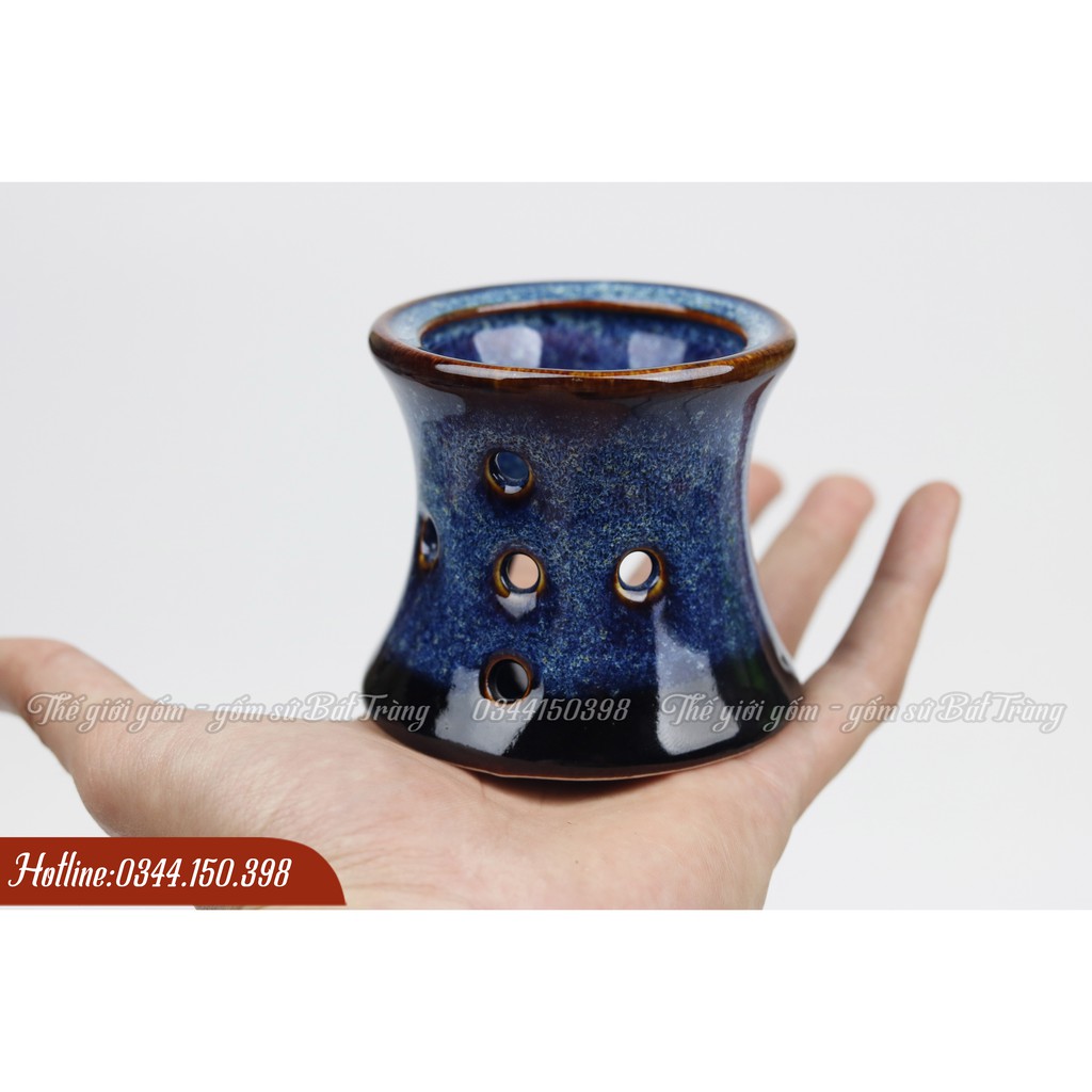Bộ Ly Hâm Nóng Cafe Men Hỏa Biến Bát Tràng Cao Cấp - Tặng 1 Nến