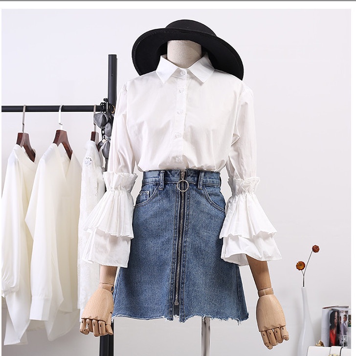 Mới áo sơ mi nữ tay dài dáng rộng phong cách Hàn Quốc