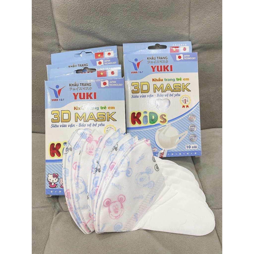 Khẩu trang Trẻ Em từ 4 đến 12 tuổi Yoki 3D Mask Kids hộp 10 cái