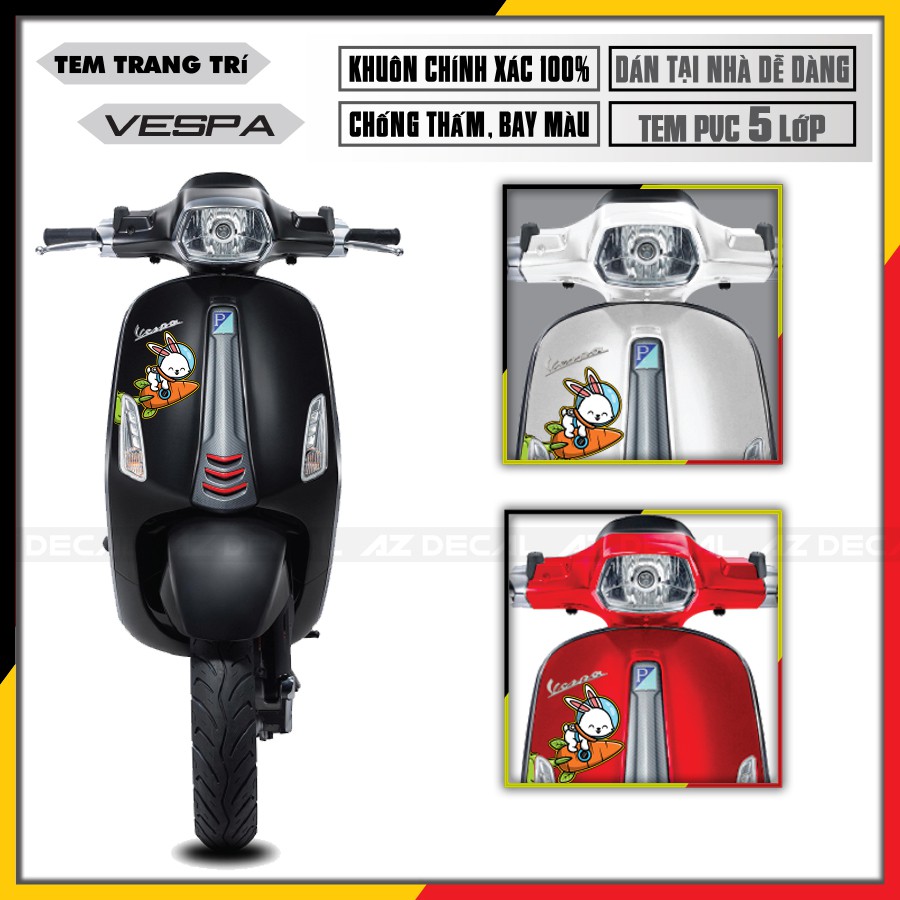 Tem Xe Dành Cho Xe Vespa Sprint/LX/GTS Thiết Kế Thỏ Phi Hành Gia Cute | 028 | Tem Xe PVC 5 Lớp Chống Nước. Chống Bay Màu