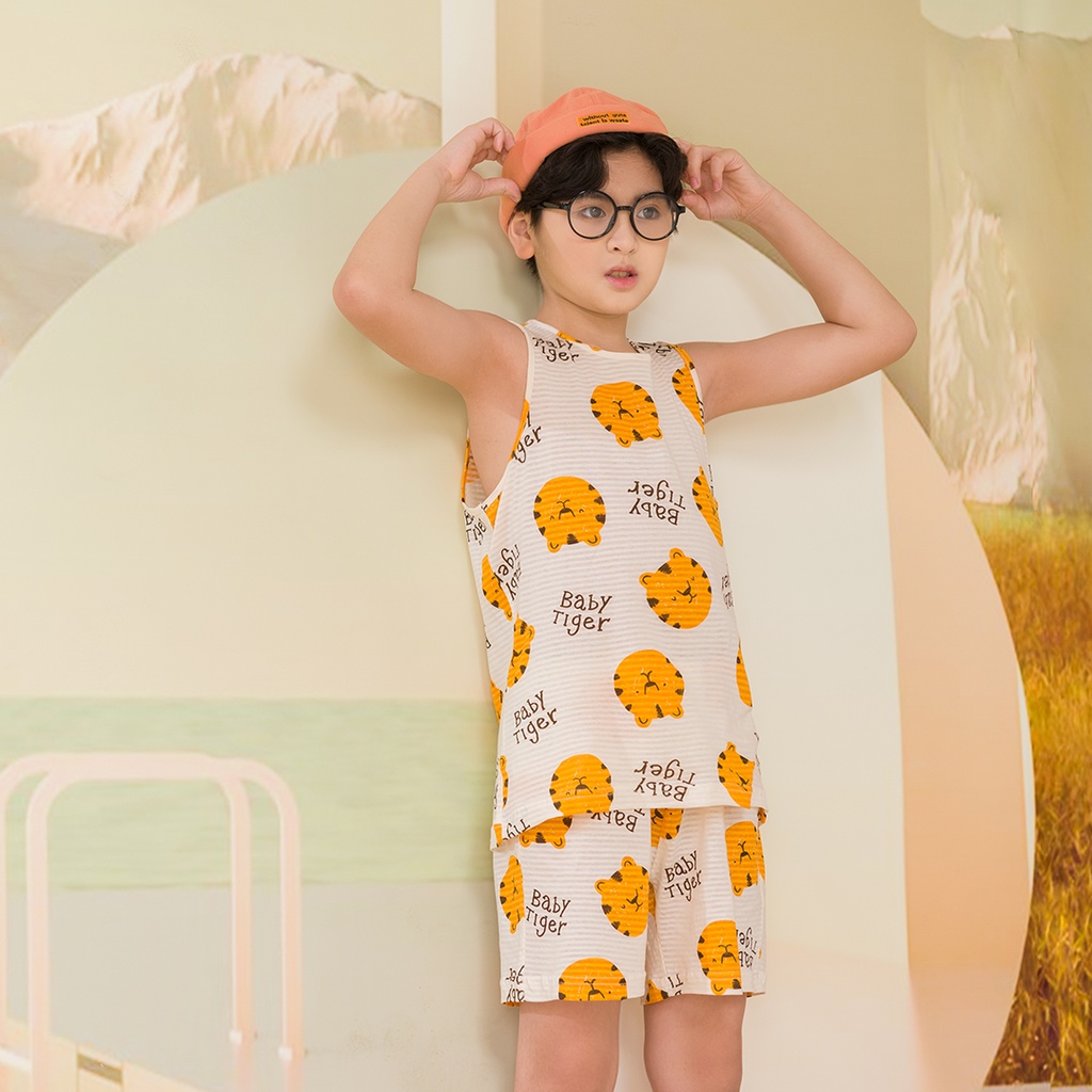 Bộ quần áo cotton sát nách cho bé trai JOOKYLI 95B0550