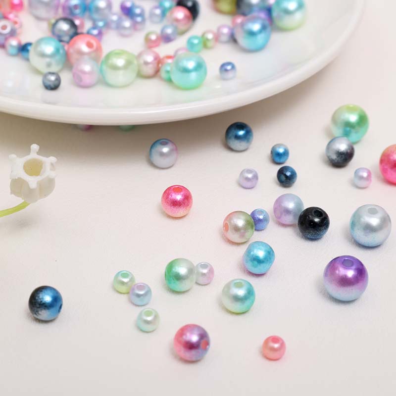 50/100/200 Hạt Ngọc Trai Giả Bằng ABS Màu Gradient Kích Thước 4/6/8mm Dùng Làm Đồ Trang Sức Thủ Công