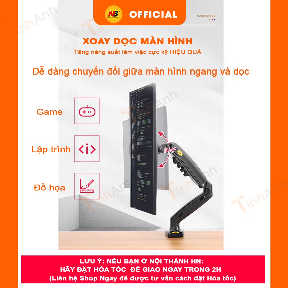 Arm màn hình máy tính NB F80 17 - 30 inch Giá treo màn hình -  Tay nâng màn hình  Xoay 360 độ Tải trọng 9Kg 2021