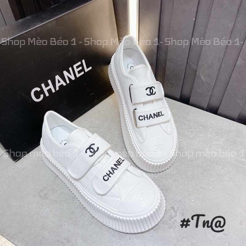 Giày thể thao slip on quai dán viền pha đế cao fullbox