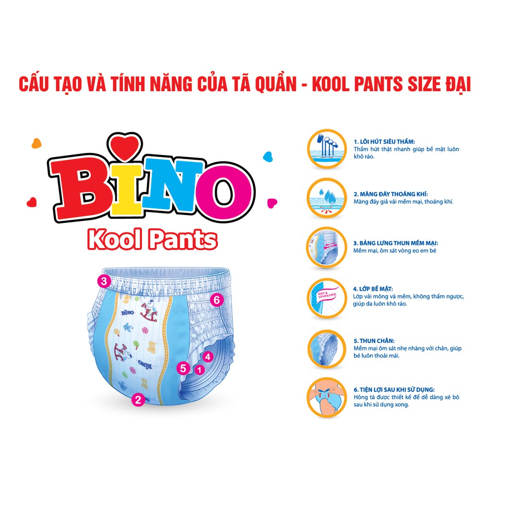 Combo 3 gói tã quần bino free size cho bé XXXL14 ( 18-35kg )