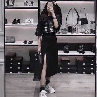 CHÂN VÁY MIDI ĐEN XẺ TÀ HOT - CHÂN VÁY XẺ VẠT DÁNG DÀI ULAZZANG