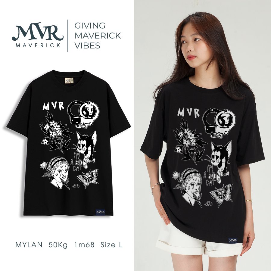 Áo phông thun Cotton phom rộng họa tiết hoạt hình dễ thương MVR size rộng tee Mỹ BB4094
