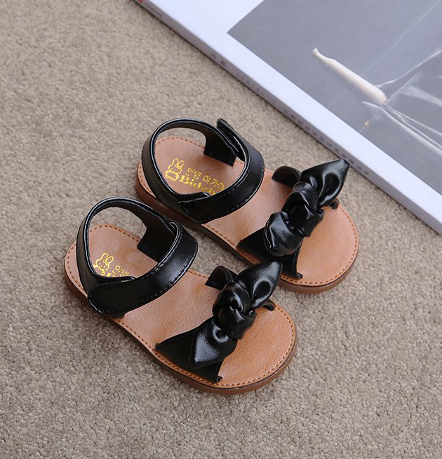 Xăng đan Hở Ngón Bằng Da Mềm Đính Nơ Ngọt Ngào Cho Bé Gái 1-8 Tuổi