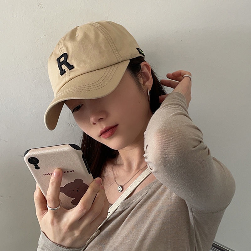 Mũ Lưỡi Trai Màu Nâu Thêu Chữ Thời Trang Thu Đông Xinh Xắn Cho Nữ