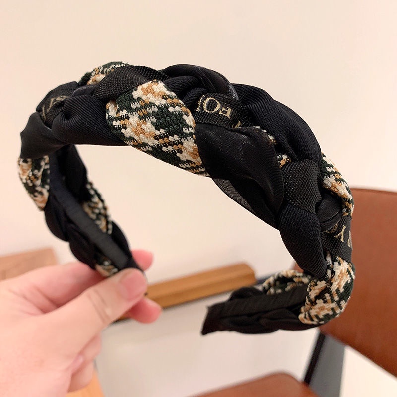 Băng Đô Cài Tóc Rửa Mặt Họa Tiết Houndstooth Cao Cấp Phong Cách Hàn Quốc 2022
